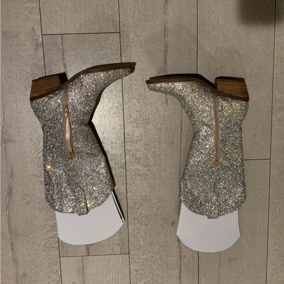 Betsey Johnson Silver and Brown Heeled Boots with Western Glam - Picture 2 of 4